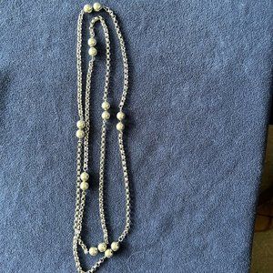 VTG Silver Tone Chain and Ball Necklace